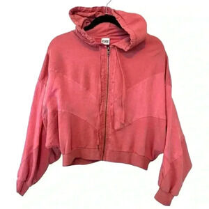 PINK Victoria's Secret Womens Hoodie Coral Pink Full Zip Long Sleeve, sz XS